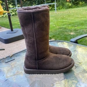 Uggs - chocolate brown, tall, Girls size 4.